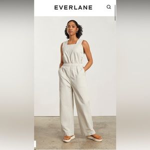 The Fatigue Apron Jumpsuit 2 Navy Stripe Everlane